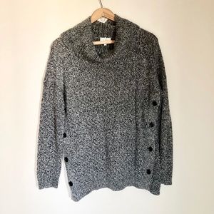 Lucky Brand Alyssa Button cowl neck knit sweater M